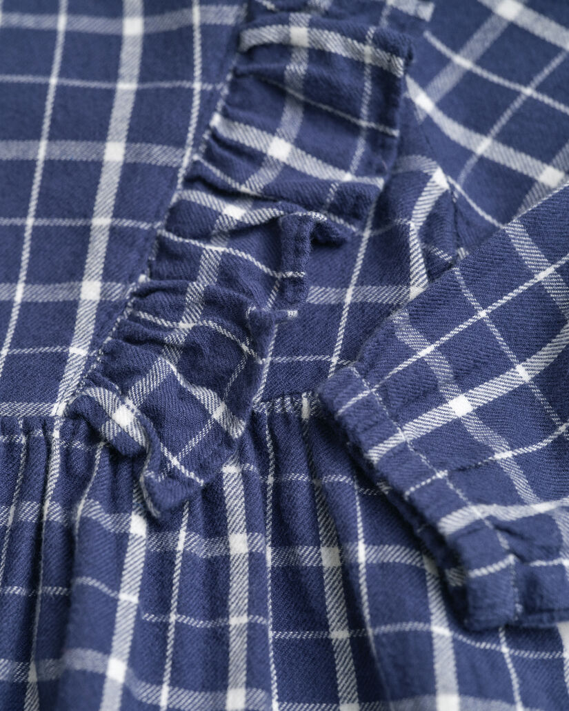 Baby Girls flanellen jurk met ruiten en ruches