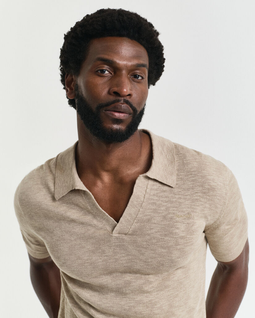 Polotrui met korte mouwen van linnenmix