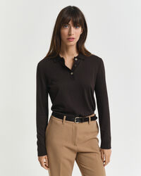 Seamless poloshirt met lange mouwen en knopen