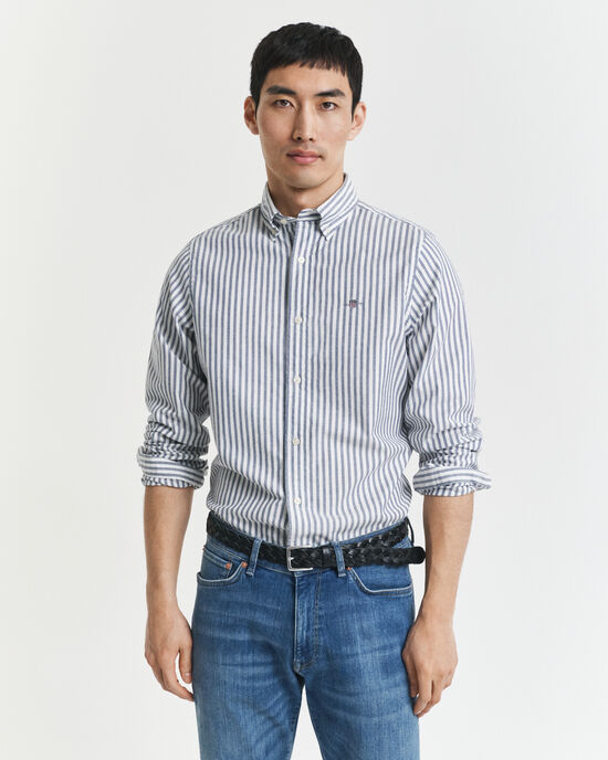 Slim Fit gestreept Oxford-overhemd met stretch