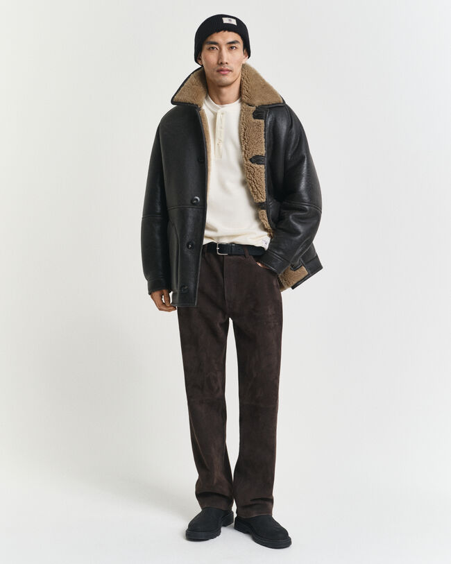 Henley T-shirt met lange mouwen en wafeltextuur