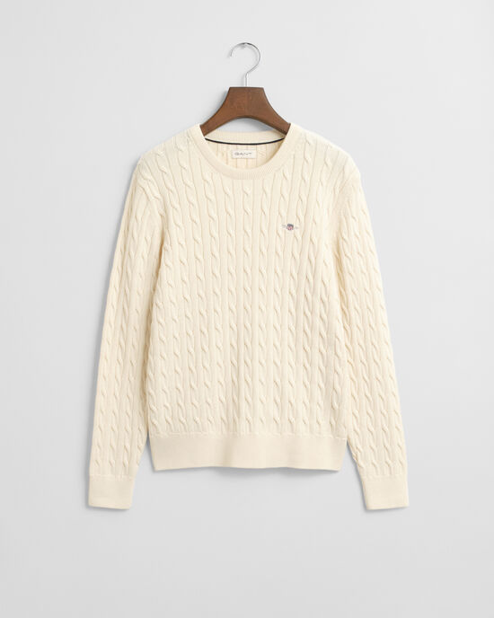 Teens Shield katoenen gebreide kabeltrui met ronde hals