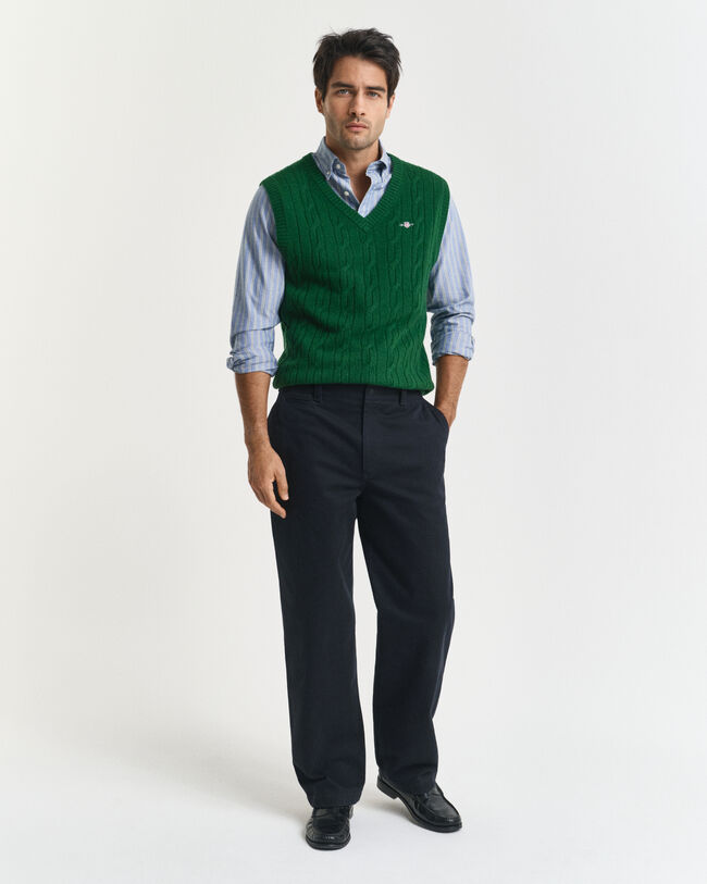 Lamswollen kabelgebreide spencer