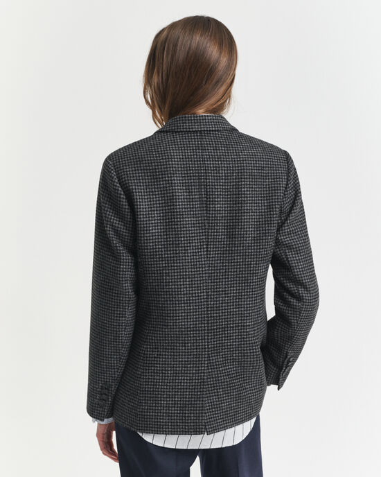 Regular fit wollen blazer met pied-de-poule