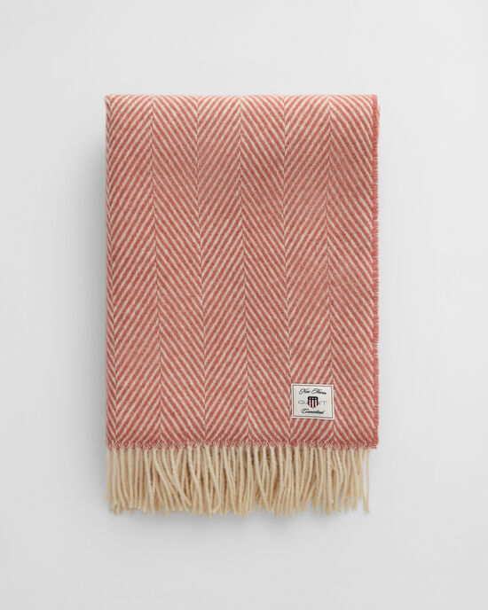 Wollen sprei met visgraatmotief