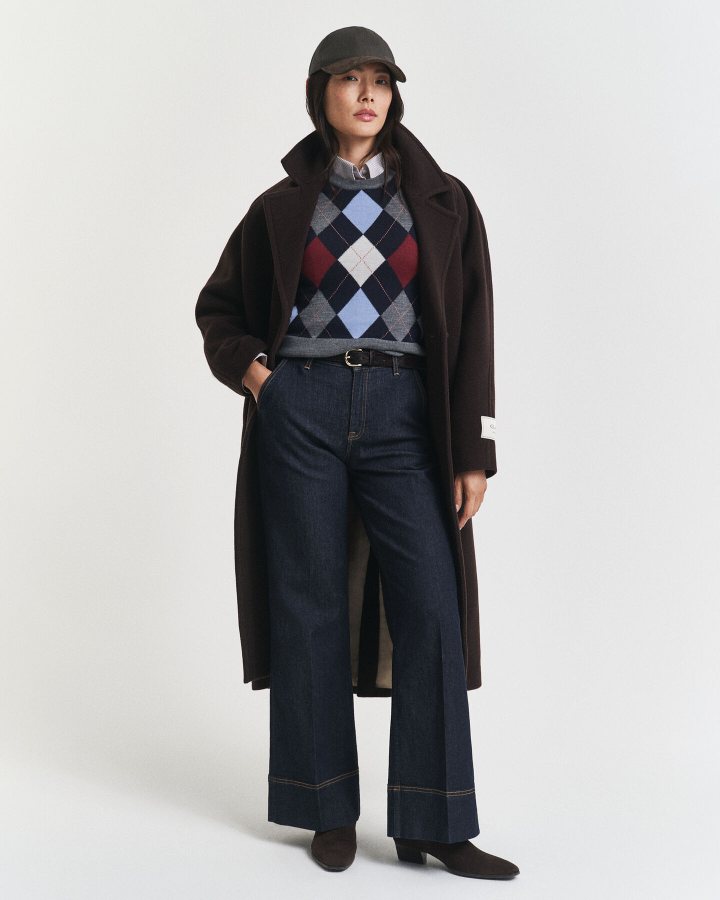 Argyle spencer met ronde hals