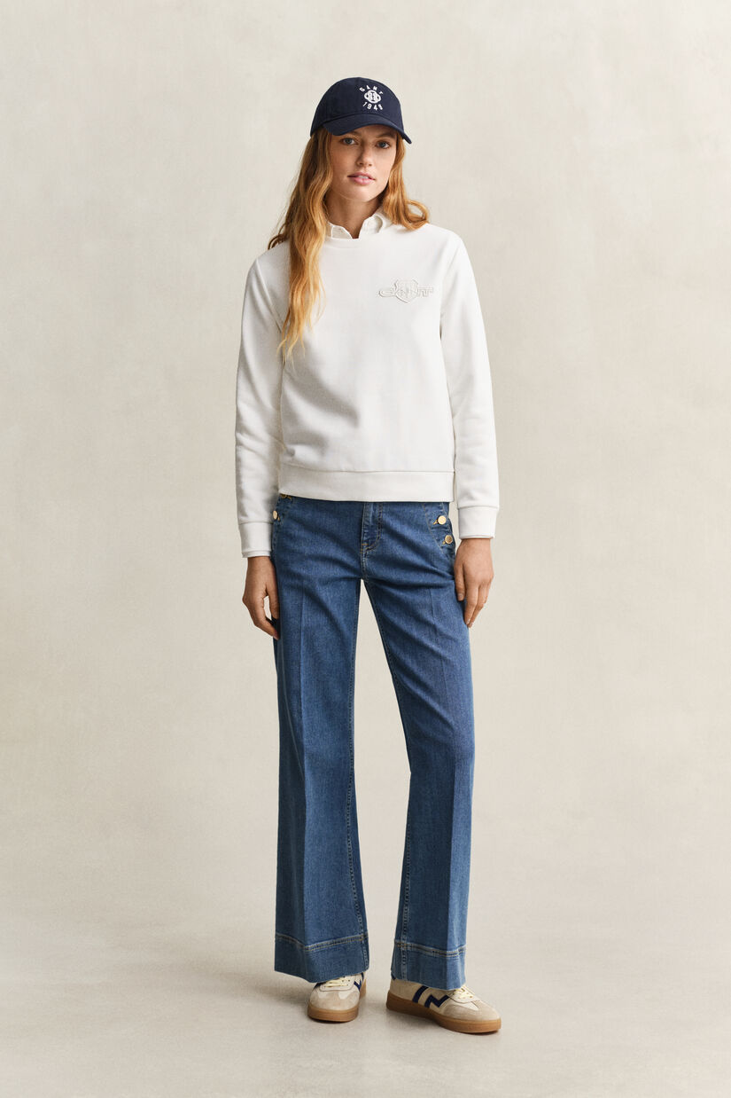 Tonal Shield sweatshirt met ronde hals