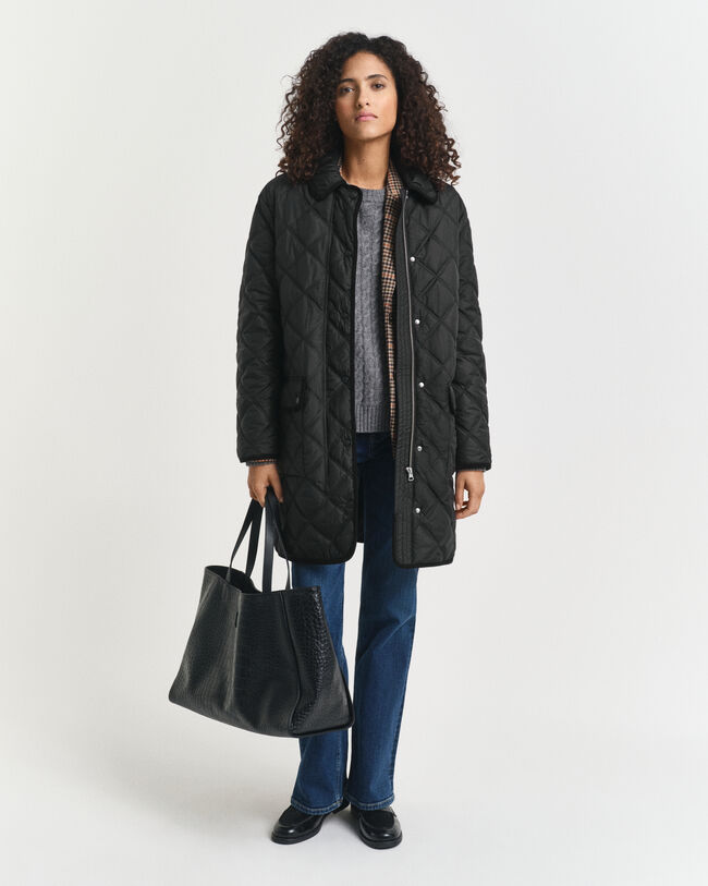 Gewatteerde jas met corduroy details