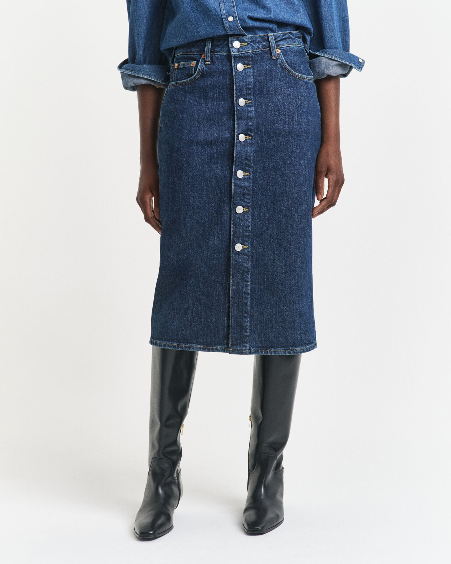 Denim minirok met knopen