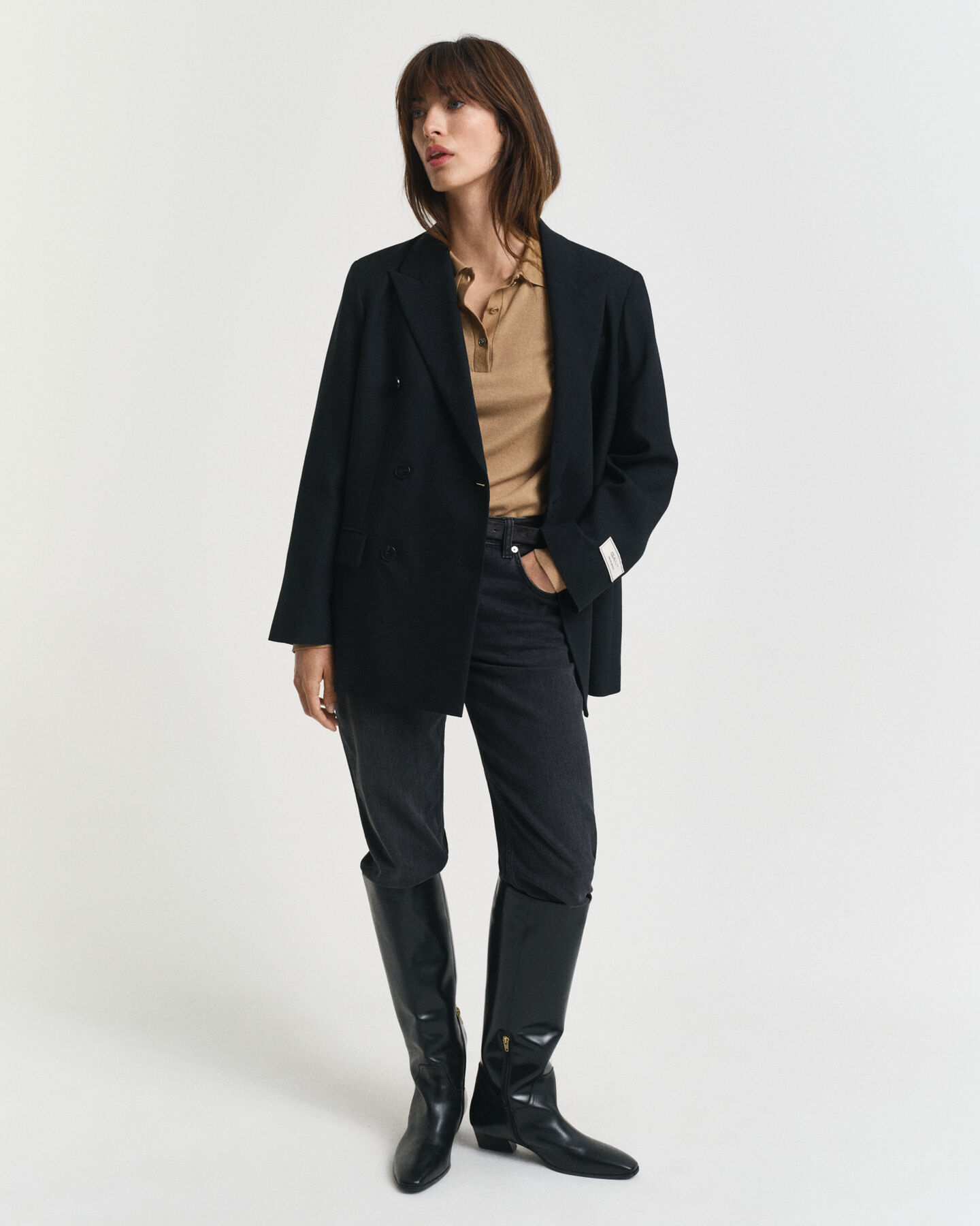 Seamless poloshirt met lange mouwen en knopen