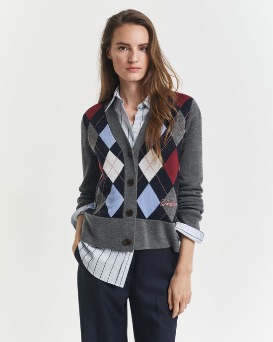 Argyle vest met V-hals
