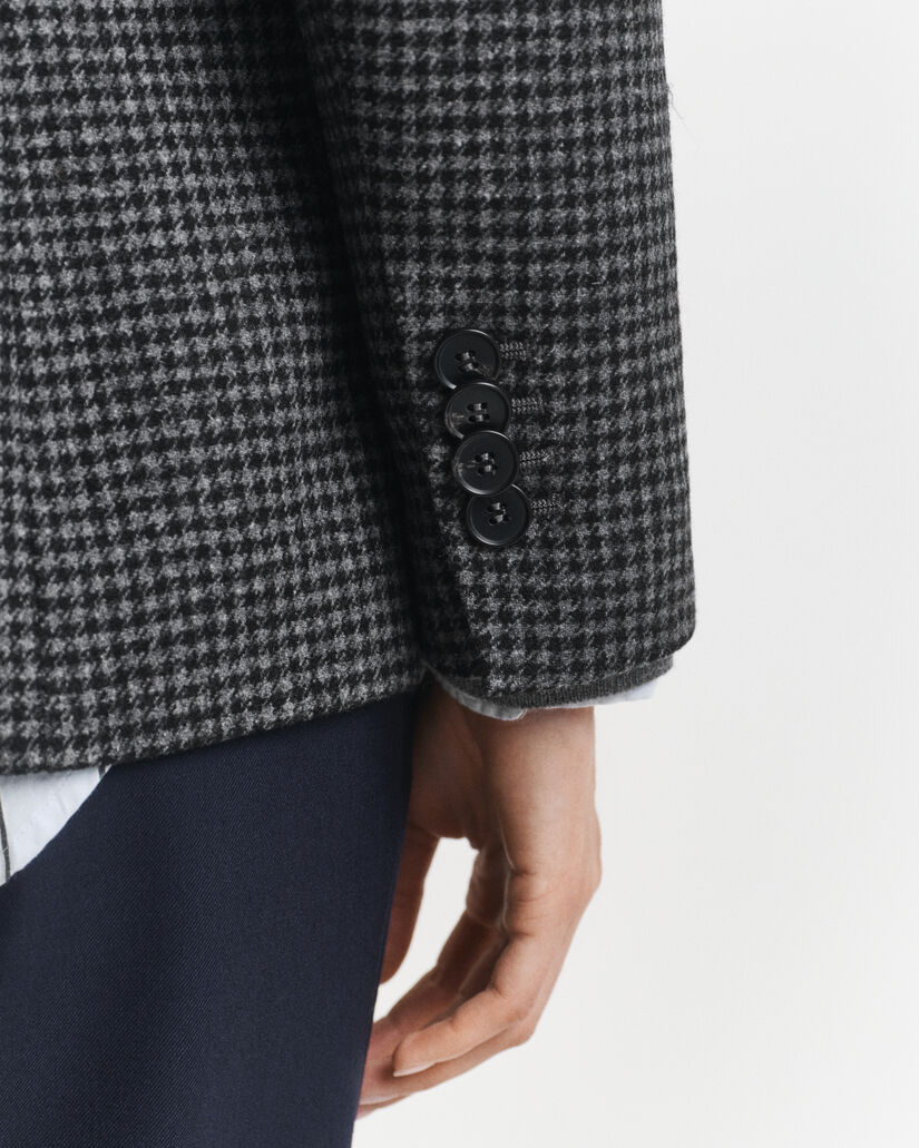 Regular fit wollen blazer met pied-de-poule