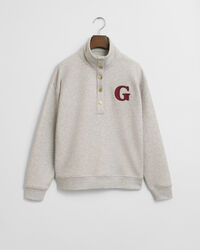 Sweatshirt met G-badge en een korte knoopsluiting