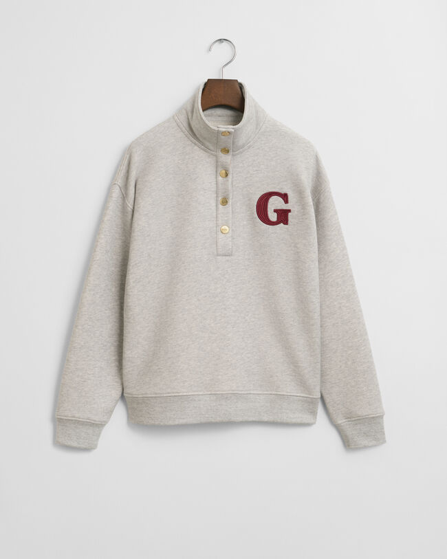 Sweatshirt met G-badge en een korte knoopsluiting