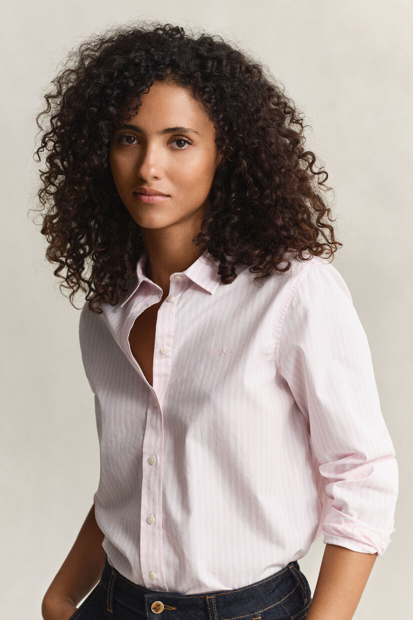 Regular Fit Classic overoverhemd met strepen van poplin