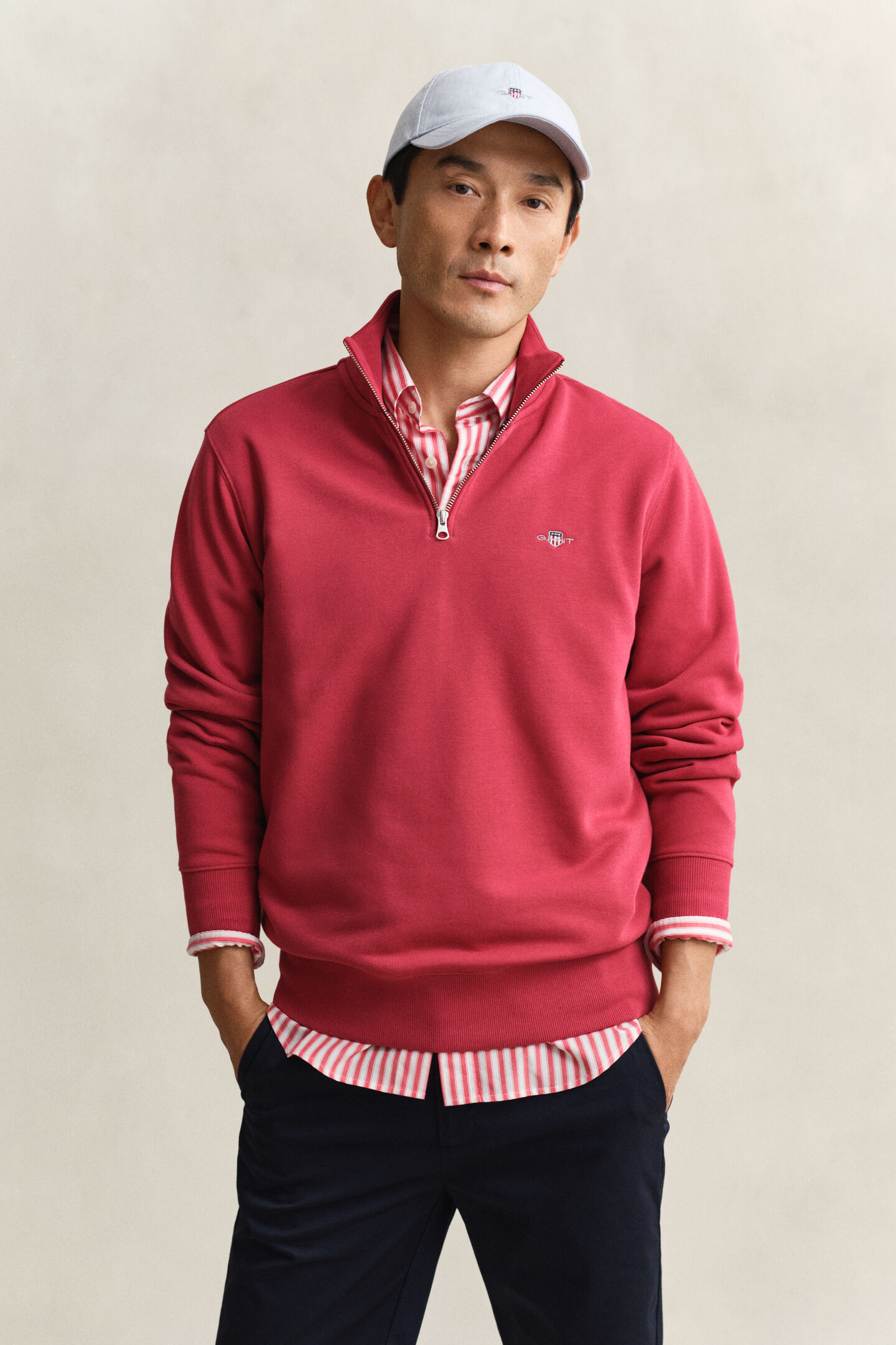 Shield sweatshirt met korte rits