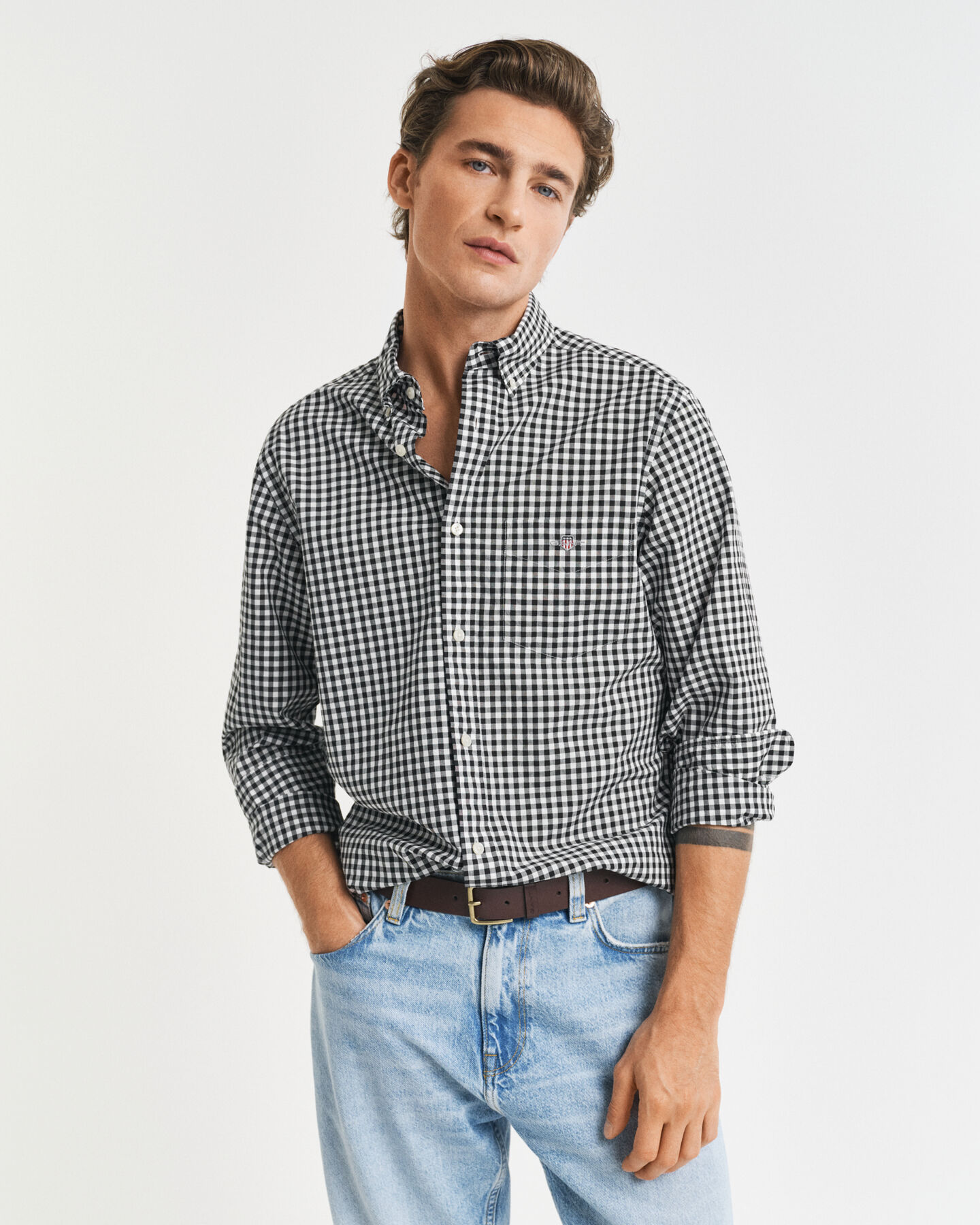Regular Fit Classic overhemd met Gingham-ruitje van poplin