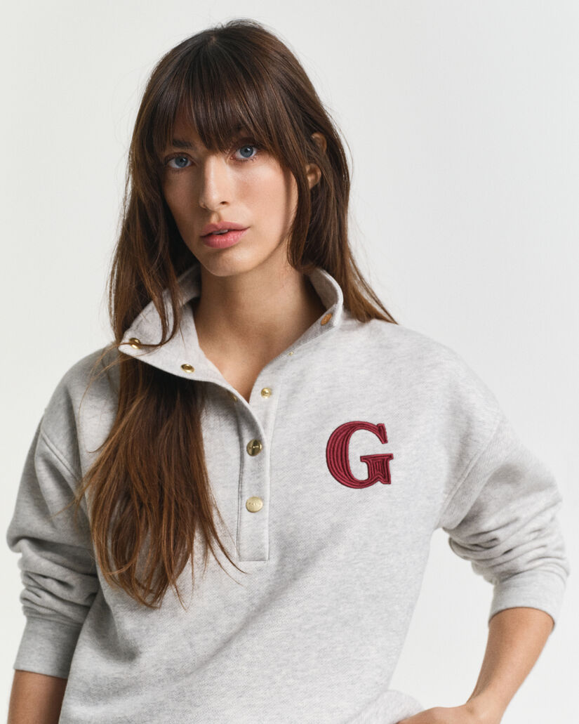Sweatshirt met G-badge en een korte knoopsluiting