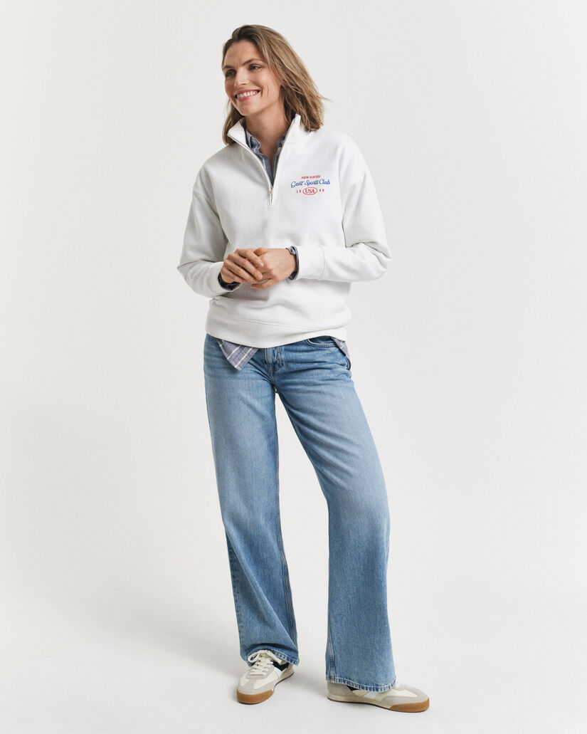 Graphic sweatshirt met korte rits