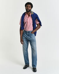 Regular Fit Classic poplin overhemd met korte mouwen en strepen