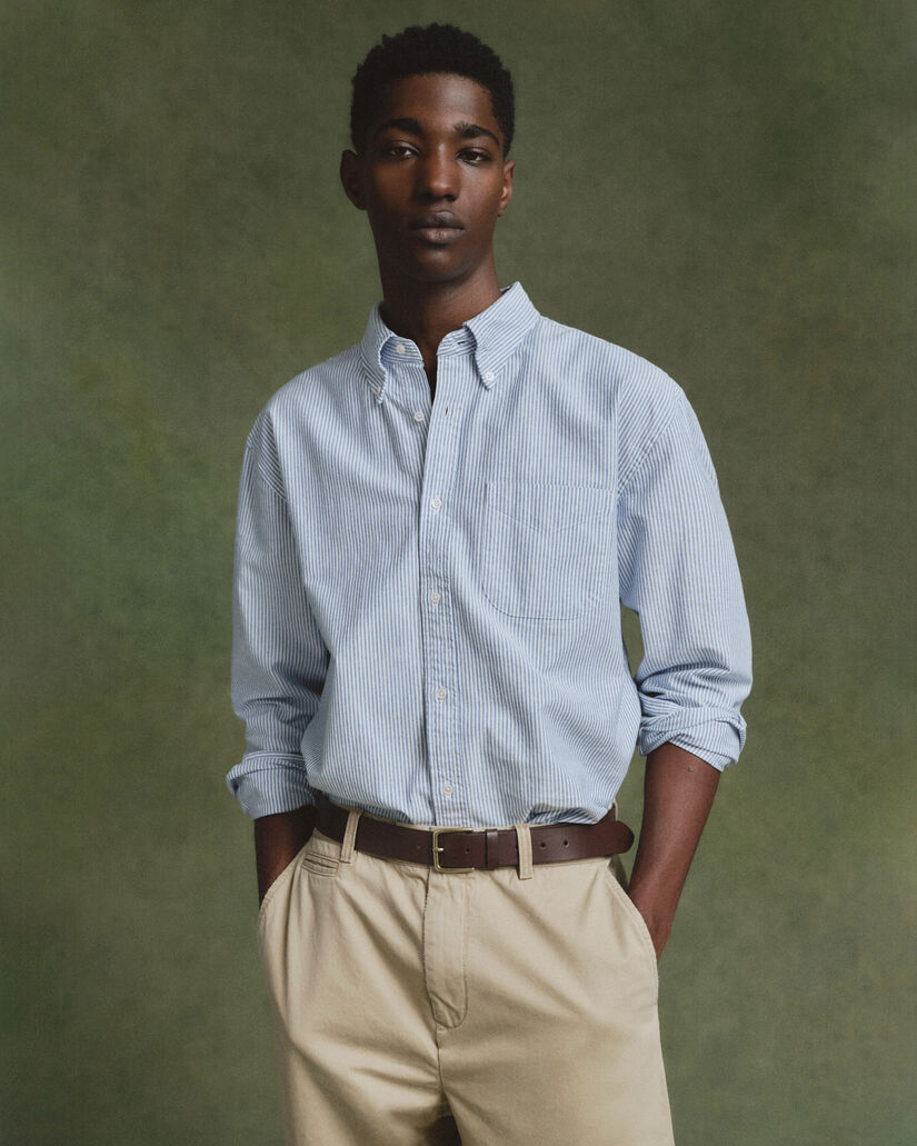 Relaxed Fit US Oxford-overhemd met Banker-streep