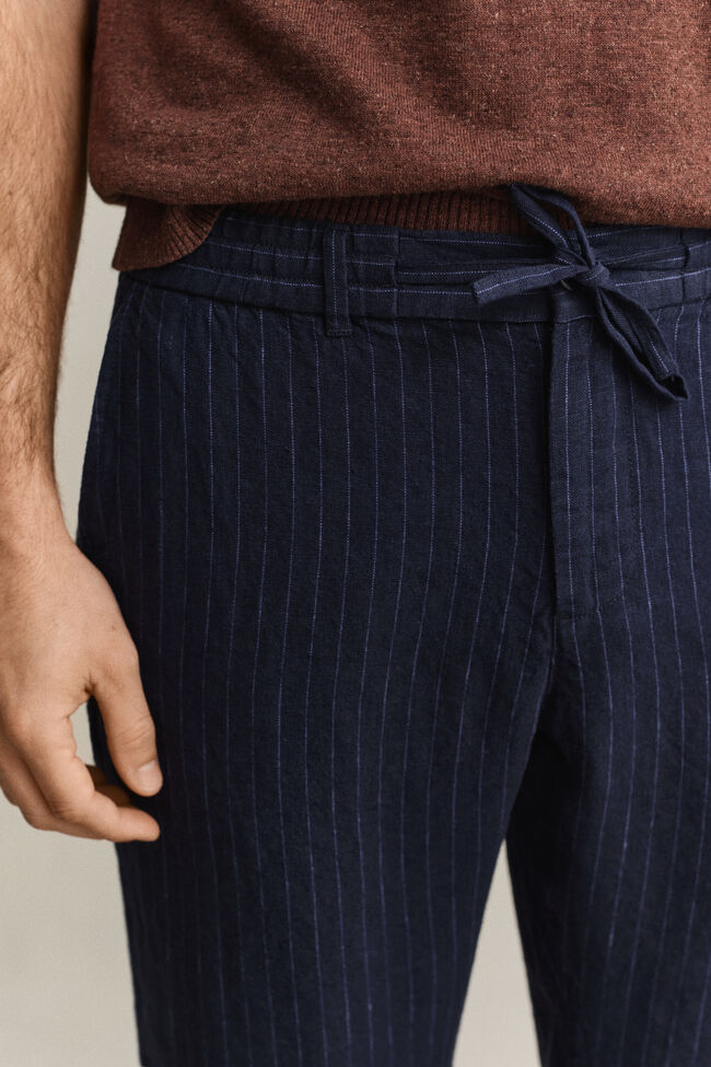 Gestreepte linnen broek