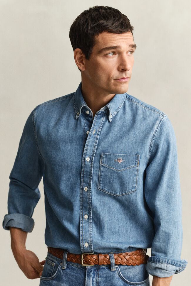 Regular Fit denim overhemd