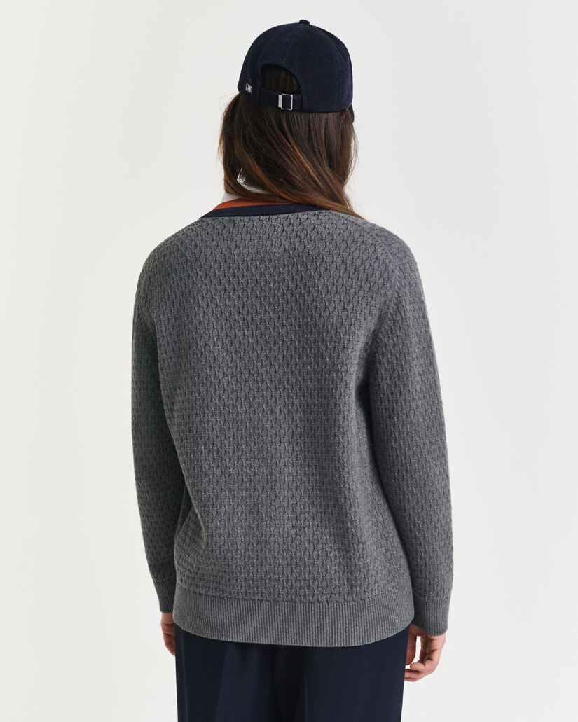 Katoenen Contrast vest met textuur