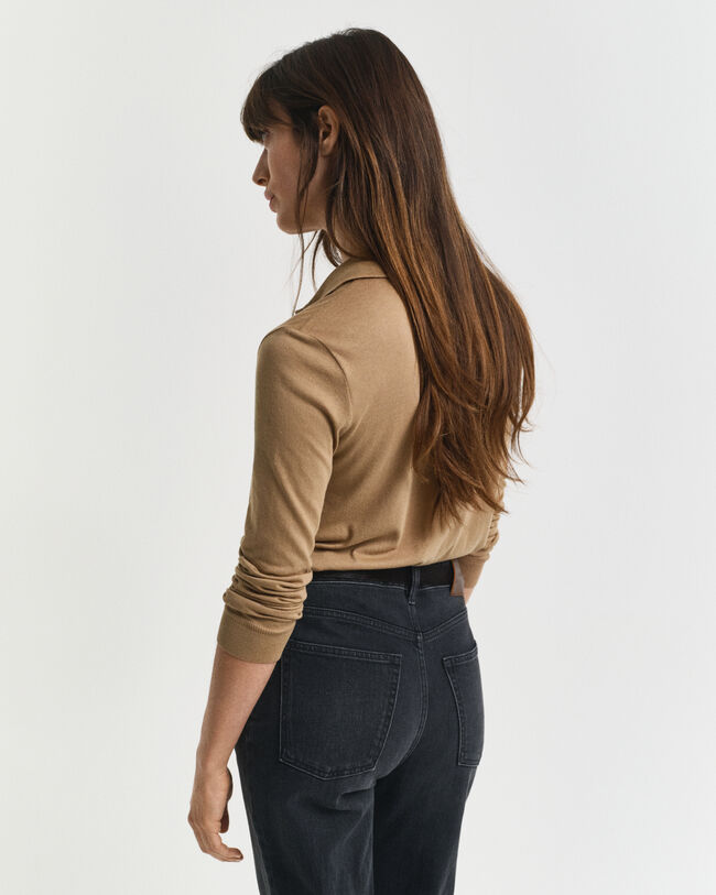 Seamless poloshirt met lange mouwen en knopen