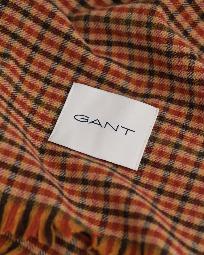 Brede wollen sjaal met Gingham-ruitje