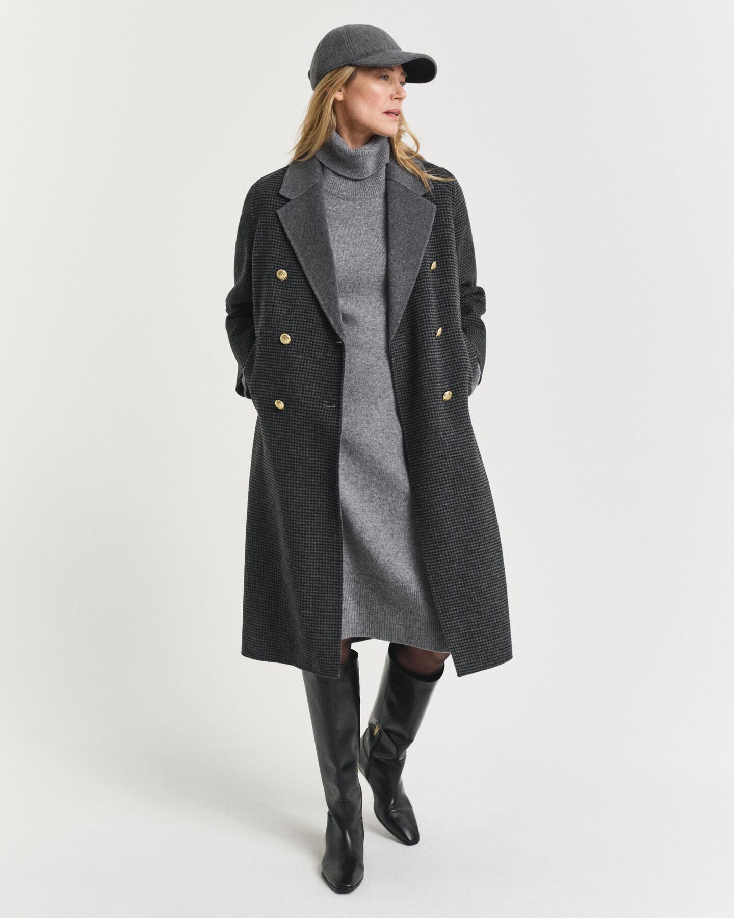 Jurk met col en gebreid detail