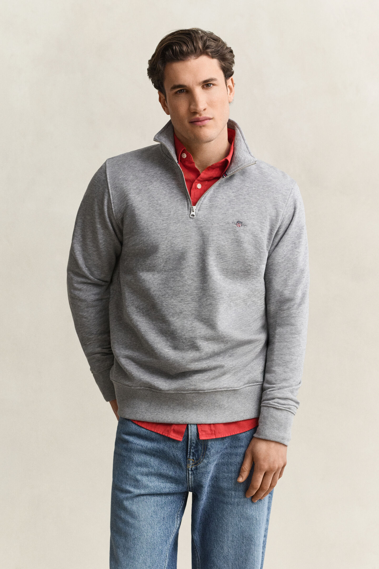 Shield sweatshirt met korte rits
