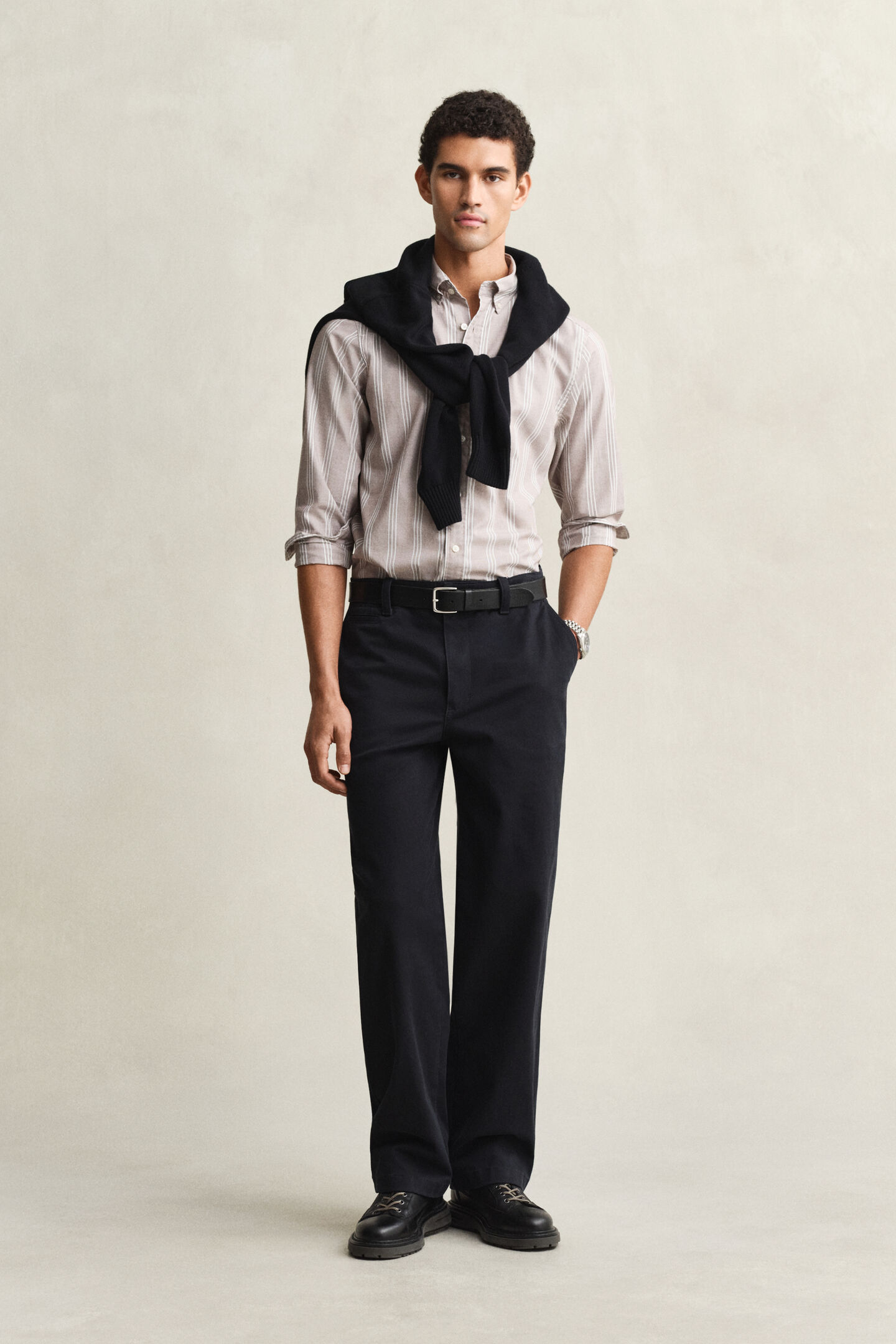 Regular Fit fil-&agrave;-fil poplin overhemd met strepen