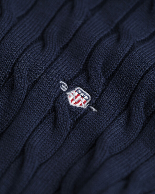 Teens Shield katoenen gebreide kabeltrui met ronde hals