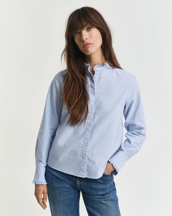 Klassieke Oxford-blouse met ruche