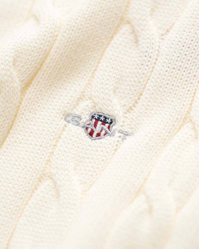 Teens kabelgebreide trui met korte rits van katoen