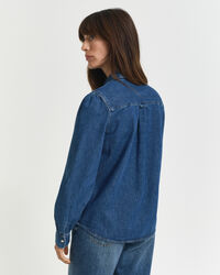 Regular Fit denim overhemd met pofmouwen