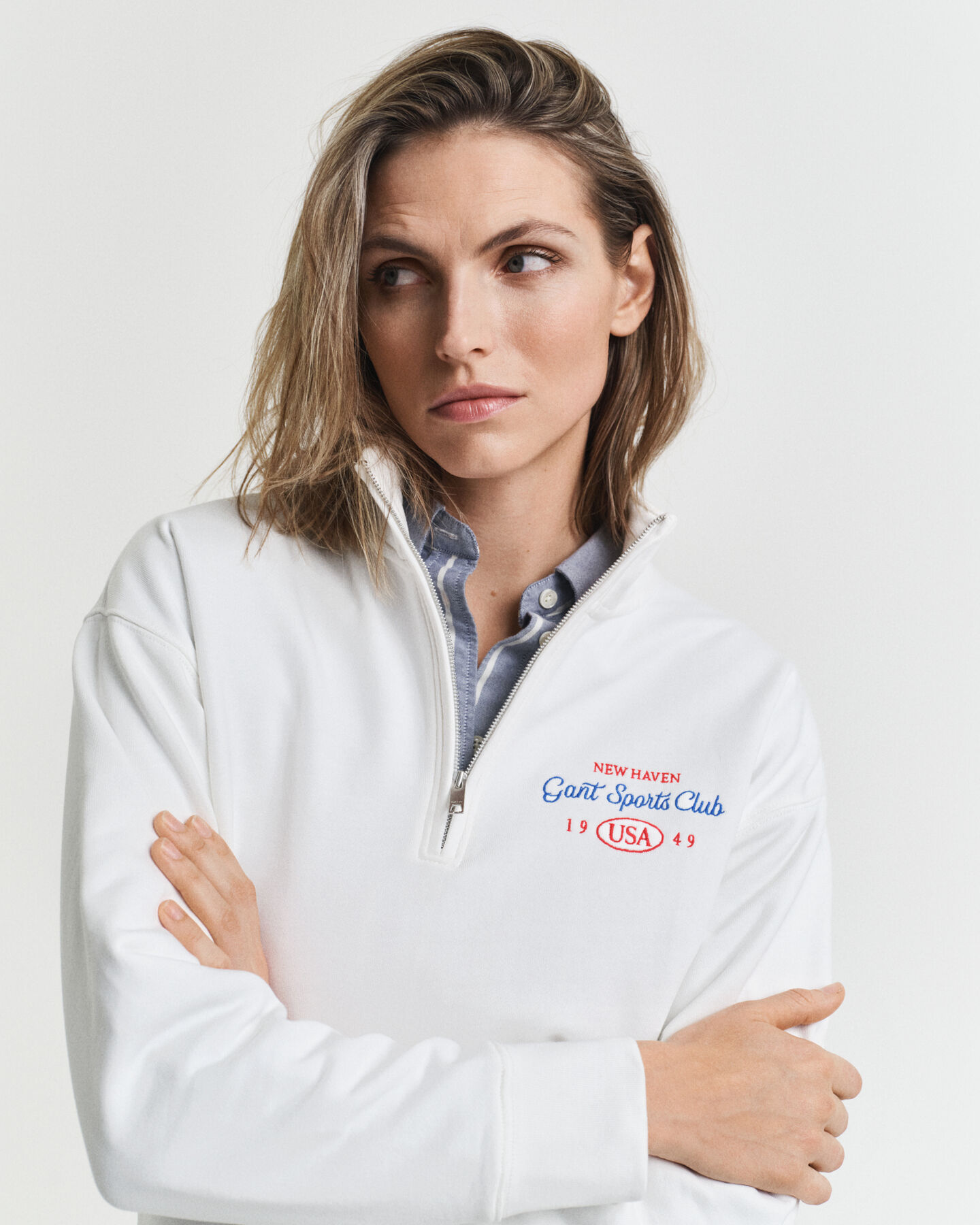 Graphic sweatshirt met korte rits