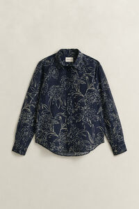 Regular Fit overhemd met bloemenprint van katoen en zijde