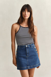 Gestreepte tanktop met halterkraag