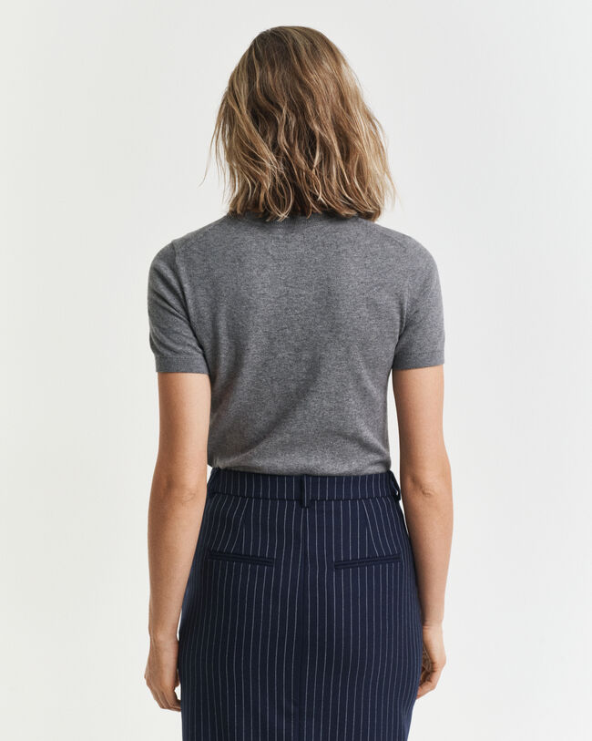 Lichtgewicht trui met ronde hals en korte mouwen