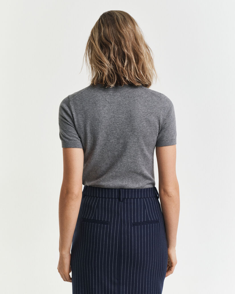 Lichtgewicht trui met ronde hals en korte mouwen