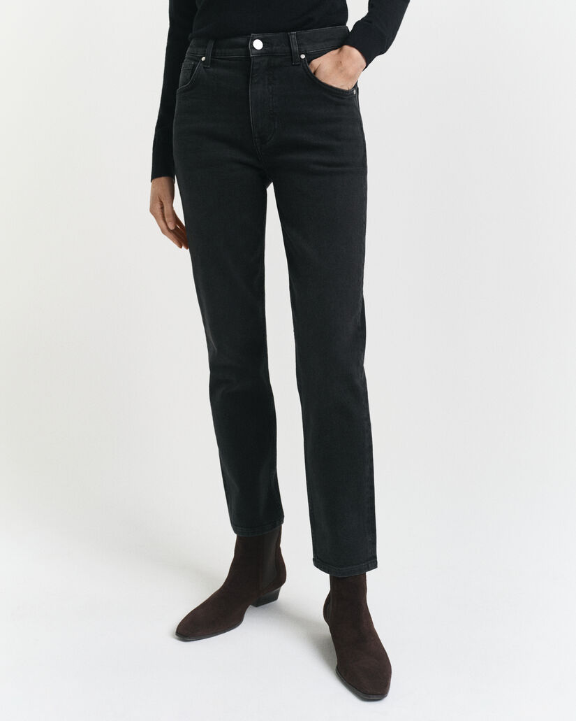 Zwarte Slim Fit cropped jeans