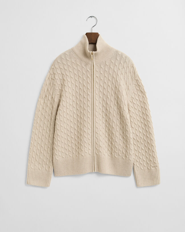 Kabelgebreid vest met rits