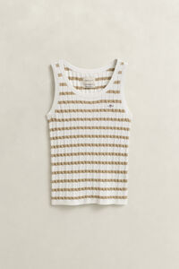 Kabelgebreide tanktop met strepen