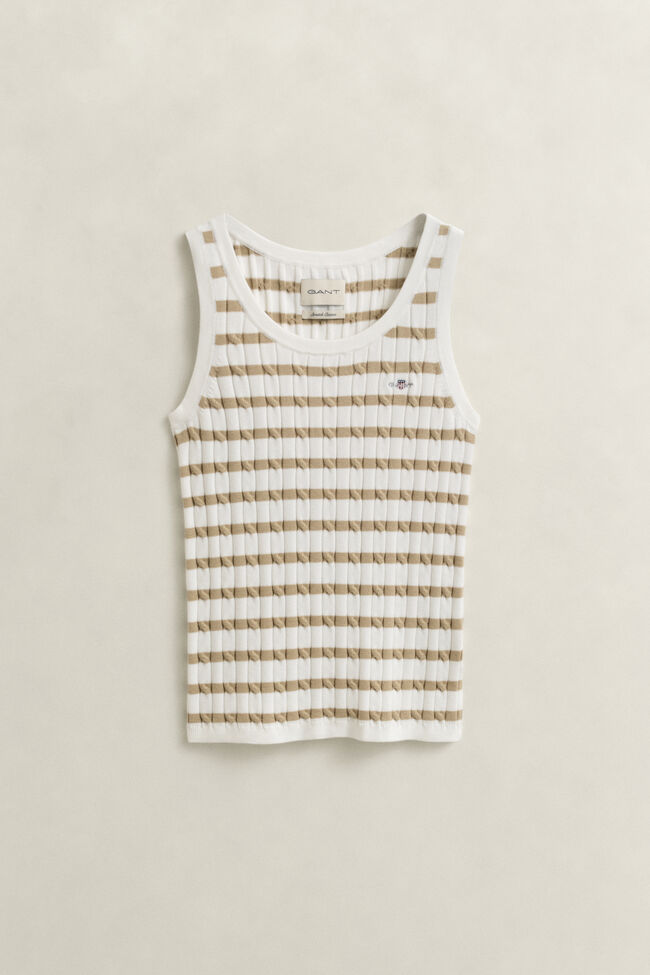 Kabelgebreide tanktop met strepen