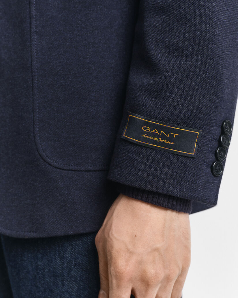 Tweekleurige Slim Fit jersey piqu&eacute; blazer