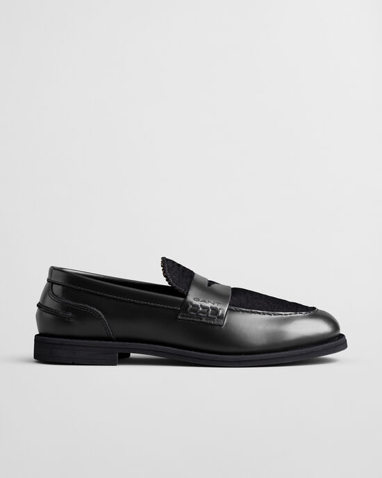 Gracelyn leren loafers met bont