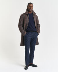 Lamswollen kabeltrui met ronde hals