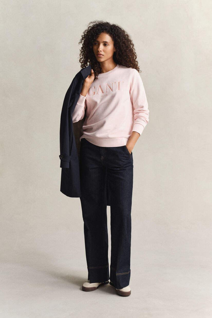 Ton sur ton grafisch sweatshirt met ronde hals